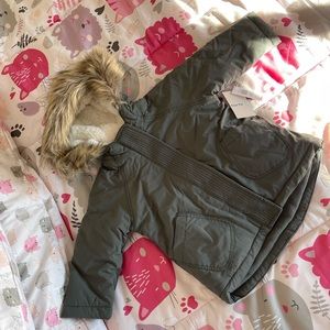 NWT Faux-Fur-Trim Hooded Parka Coat for Toddler Girls